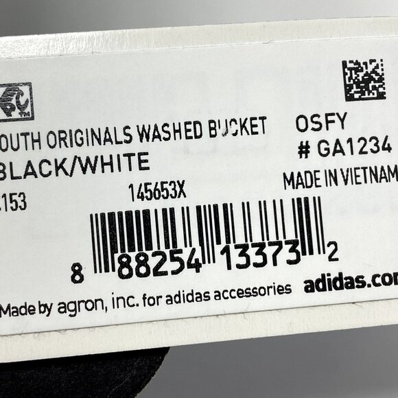 adidas Originals Youth Washed Bucket Hat Black GA1234 Cotton - Picture 5 of 6